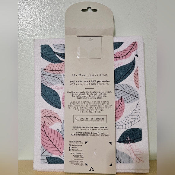 Eco Ciroa Swedish Dishcloths with Flamingo Print, Set of 5 - Picture 3 of 4